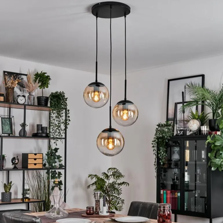 Gastor Suspension, Boule lumineuse Ambre, Clair, 3 lumières