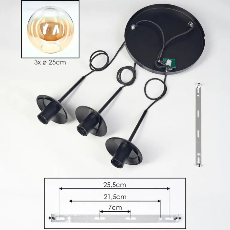 Gastor Suspension, Boule lumineuse Ambre, Clair, 3 lumières