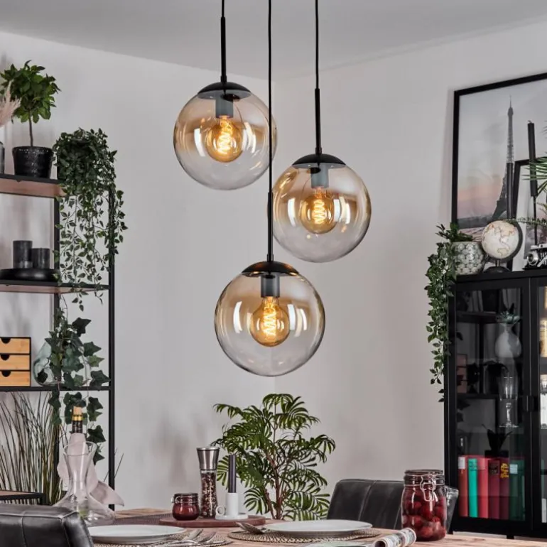 Gastor Suspension, Boule lumineuse Ambre, Clair, 3 lumières