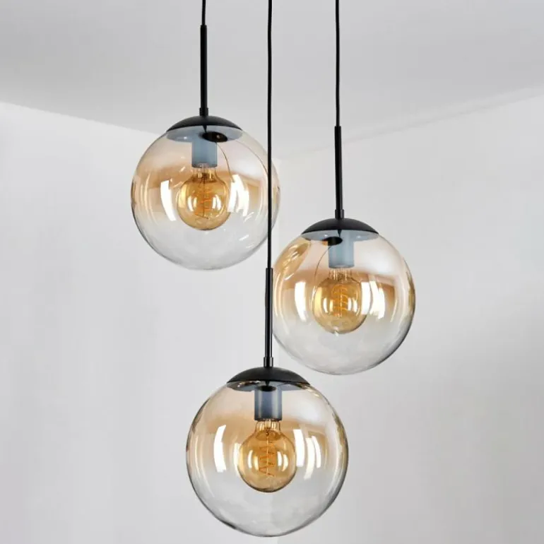 Gastor Suspension, Boule lumineuse Ambre, Clair, 3 lumières