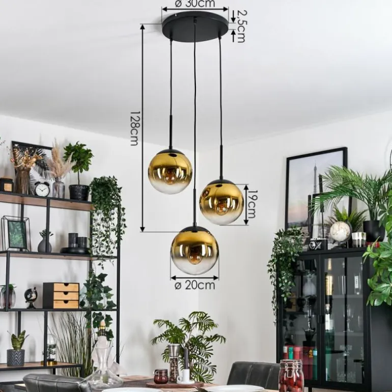Gastor Suspension, Boule lumineuse 30 cm Or, Clair, 3 lumières