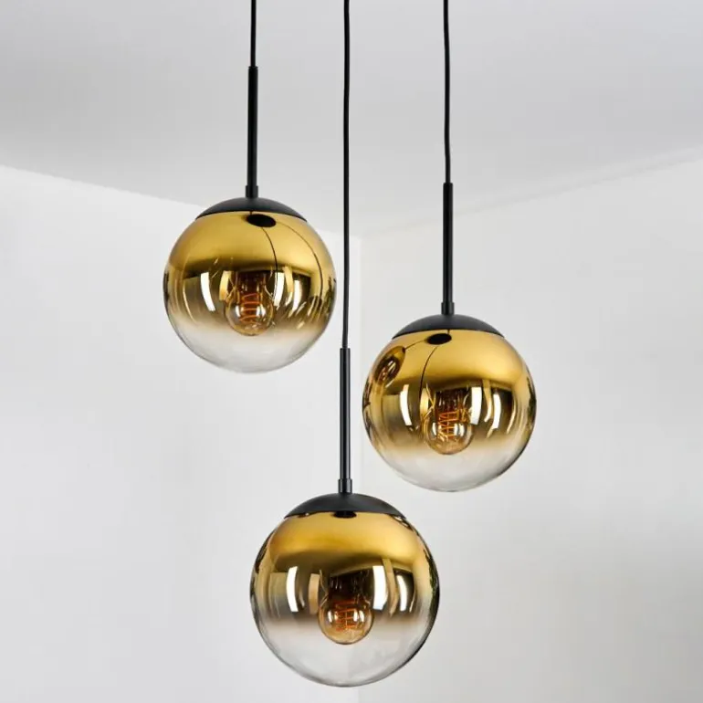 Gastor Suspension, Boule lumineuse 30 cm Or, Clair, 3 lumières