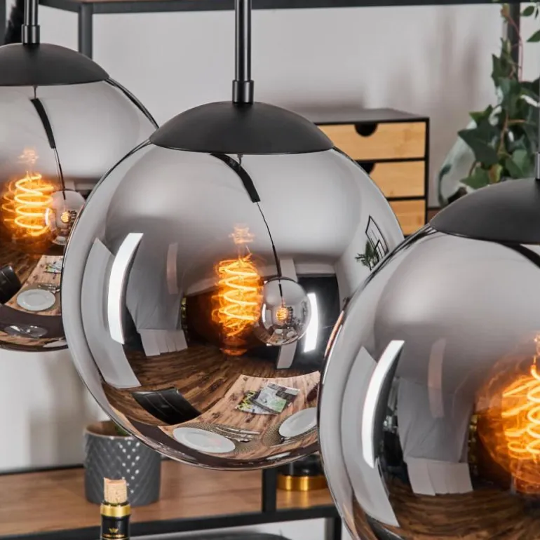 Gastor Suspension, Boule lumineuse Noir, 3 lumières