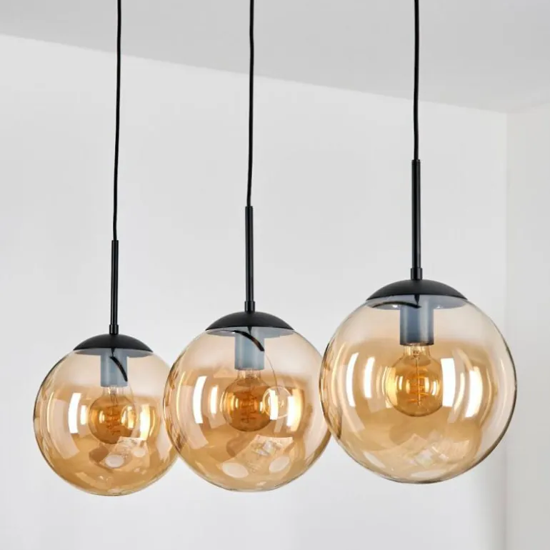 Gastor Suspension, Boule lumineuse, Suspension Ambre, 3 lumières