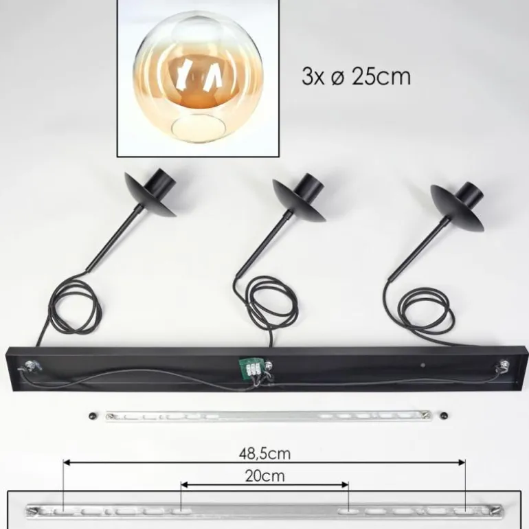 Gastor Suspension, Boule lumineuse, Suspension Ambre, Clair, 3 lumières