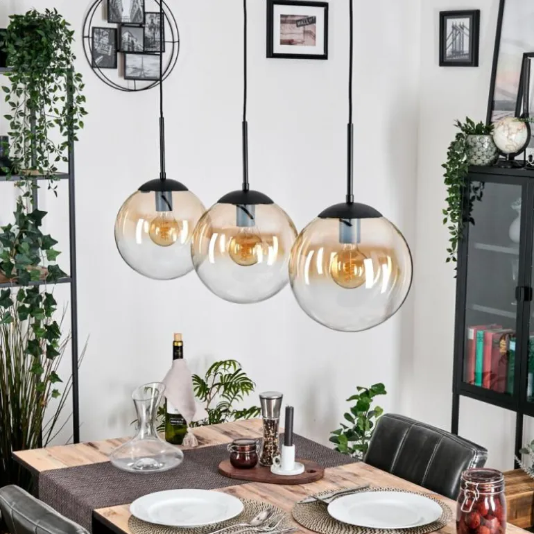 Gastor Suspension, Boule lumineuse, Suspension Ambre, Clair, 3 lumières