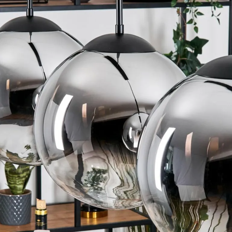 Gastor Suspension, Boule lumineuse, Suspension Chrome, Clair, Fumé, 3 lumières