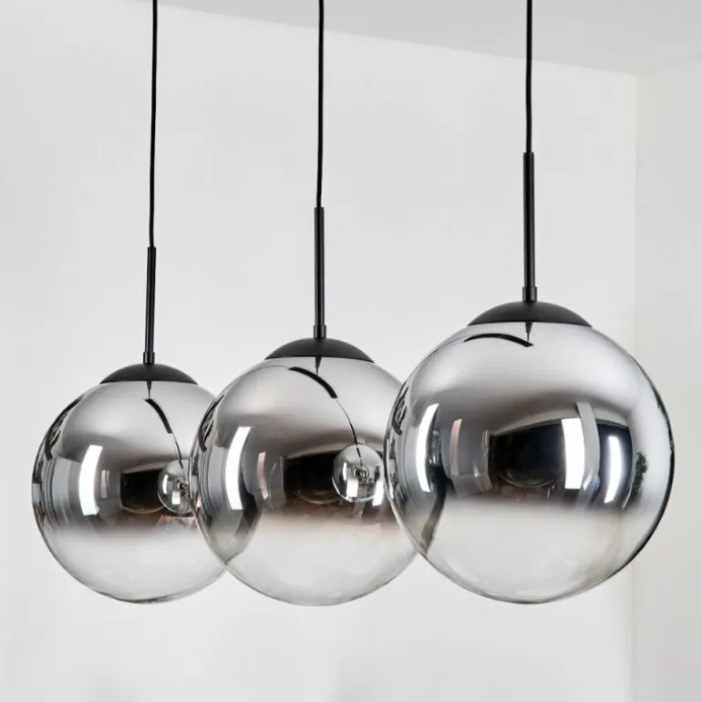 Gastor Suspension, Boule lumineuse, Suspension Chrome, Clair, Fumé, 3 lumières