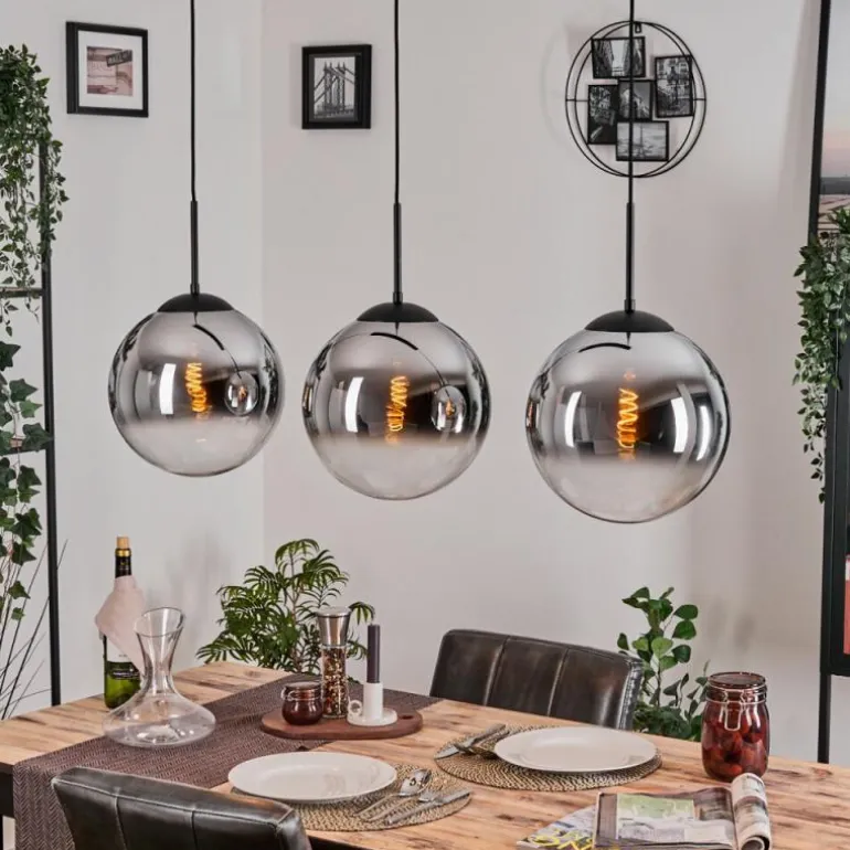 Gastor Suspension, Boule lumineuse, Suspension Chrome, Clair, Fumé, 3 lumières