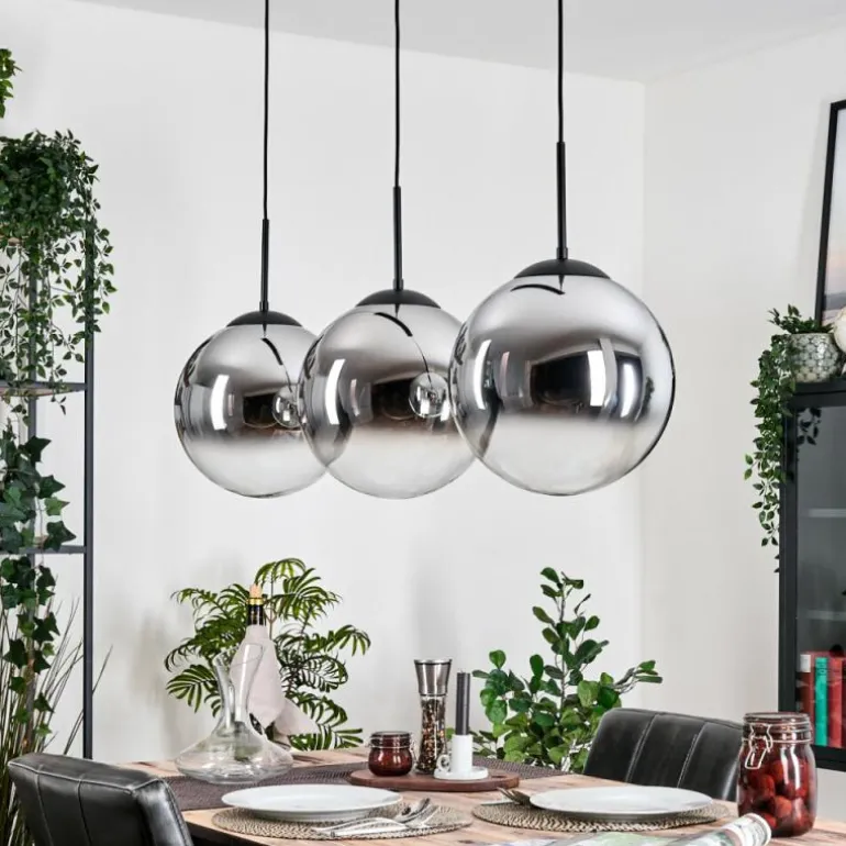 Gastor Suspension, Boule lumineuse, Suspension Chrome, Clair, Fumé, 3 lumières