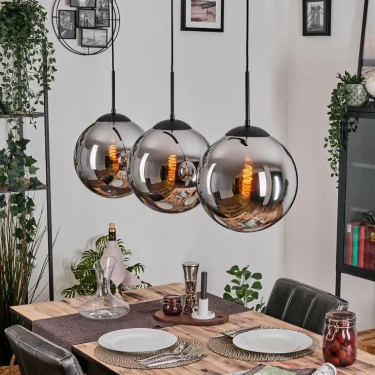 Gastor Suspension, Boule lumineuse, Suspension Chrome, Fumé, 3 lumières