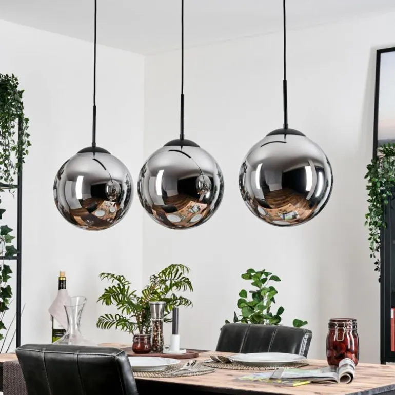 Gastor Suspension, Boule lumineuse, Suspension Chrome, Fumé, 3 lumières