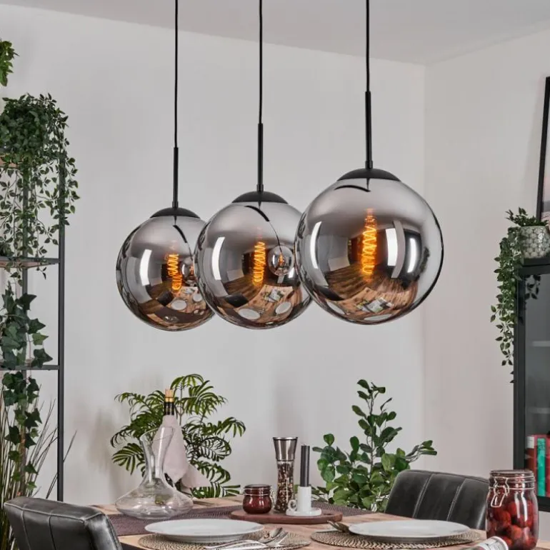 Gastor Suspension, Boule lumineuse, Suspension Chrome, Fumé, 3 lumières