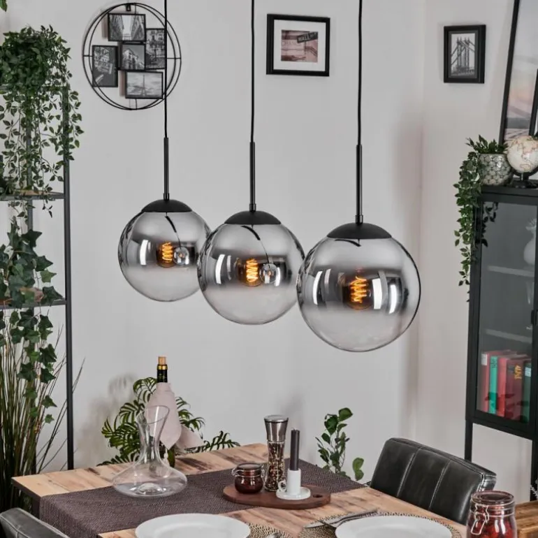 Gastor Suspension, Boule lumineuse, Suspension Chrome, Clair, Fumé, 3 lumières