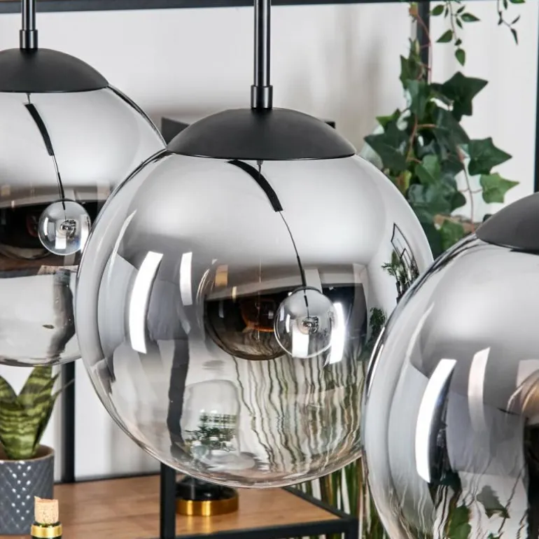 Gastor Suspension, Boule lumineuse, Suspension Chrome, Clair, Fumé, 3 lumières