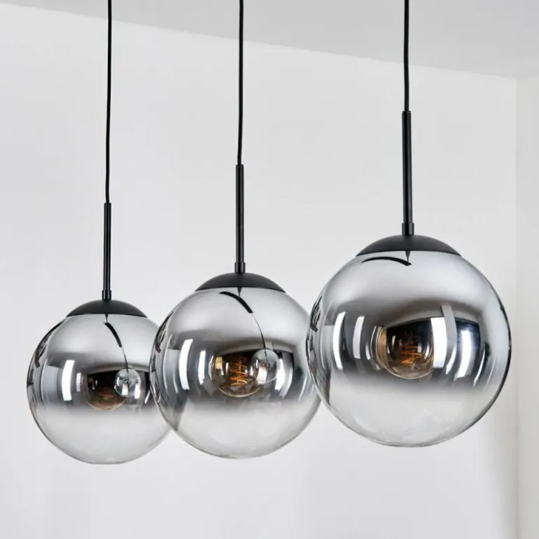 Gastor Suspension, Boule lumineuse, Suspension Chrome, Clair, Fumé, 3 lumières