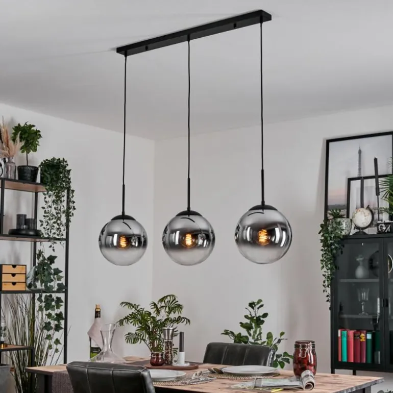 Gastor Suspension, Boule lumineuse, Suspension Chrome, Clair, Fumé, 3 lumières
