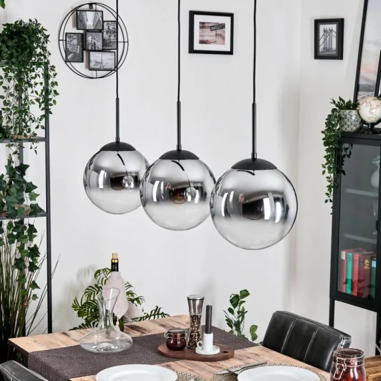 Gastor Suspension, Boule lumineuse, Suspension Chrome, Clair, Fumé, 3 lumières