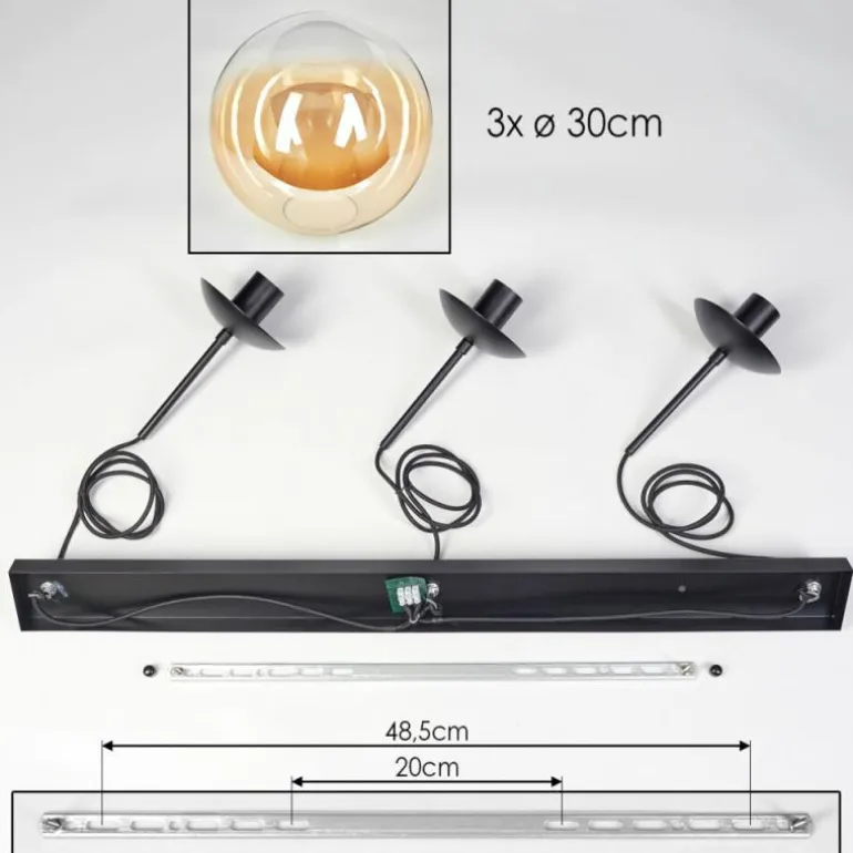 Gastor Suspension, Boule lumineuse, Suspension Ambre, Clair, 3 lumières
