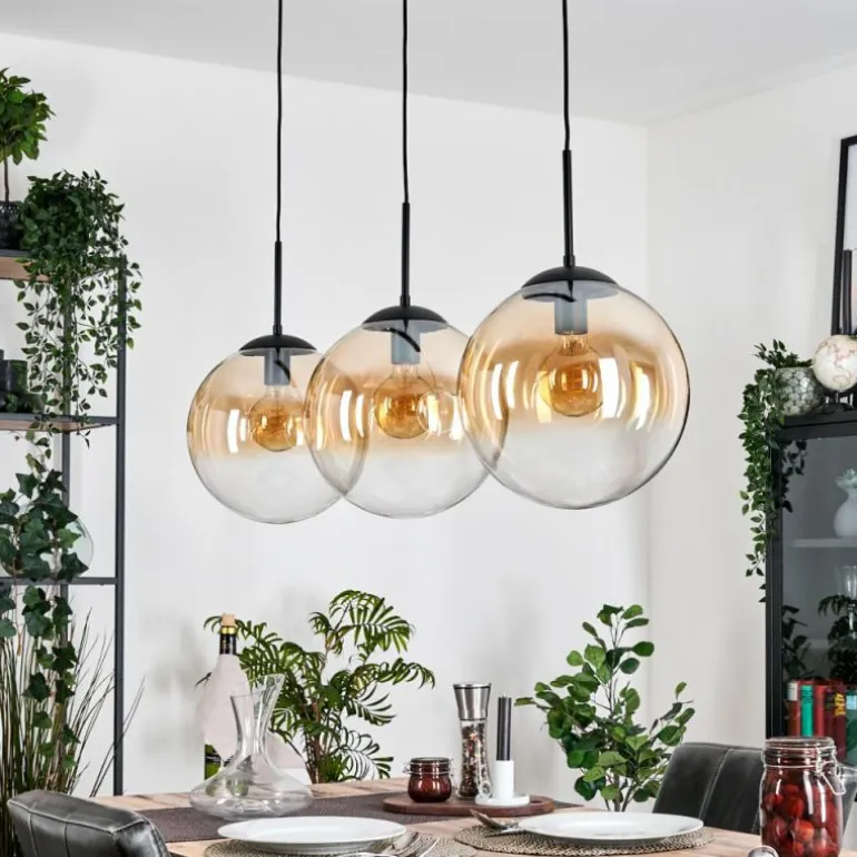 Gastor Suspension, Boule lumineuse, Suspension Ambre, Clair, 3 lumières