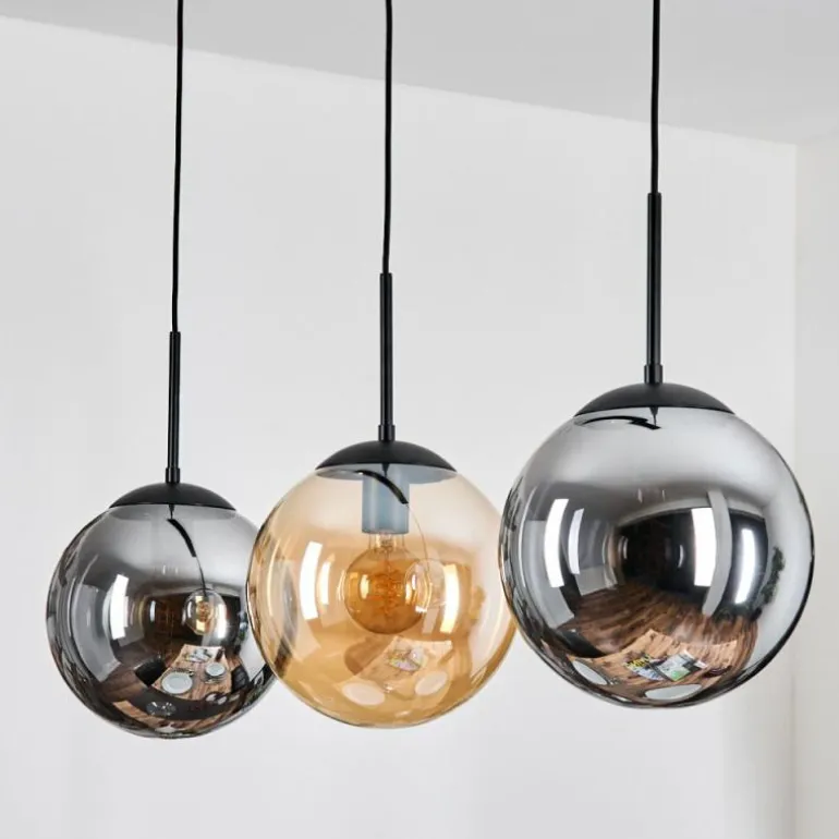 Gastor Suspension, Boule lumineuse, Suspension Ambre, Fumé, 3 lumières