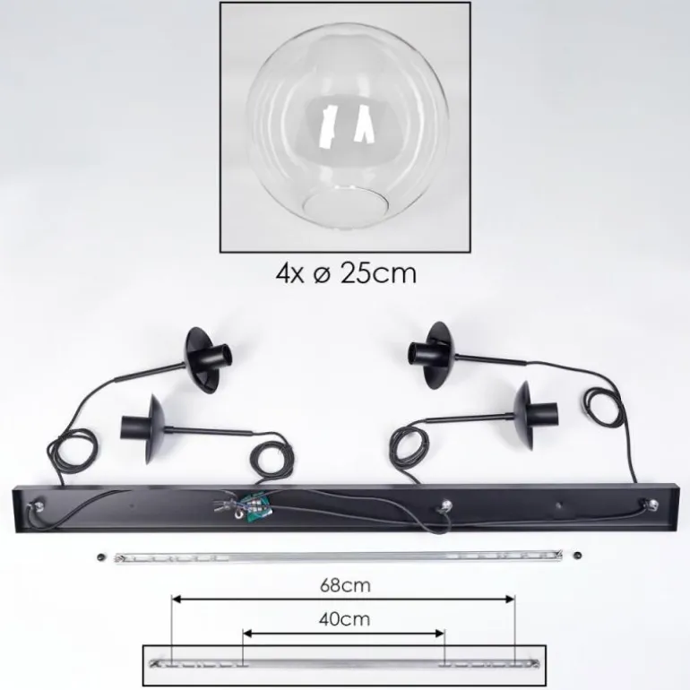 Gastor Suspension, Boule lumineuse, Suspension Clair, 4 lumières