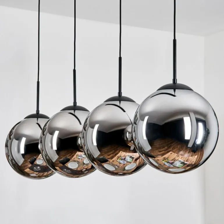 Gastor Suspension, Boule lumineuse, Suspension Chrome, Fumé, 4 lumières