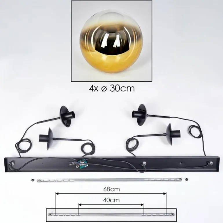 Gastor Suspension, Boule lumineuse, Suspension Or, Clair, 4 lumières