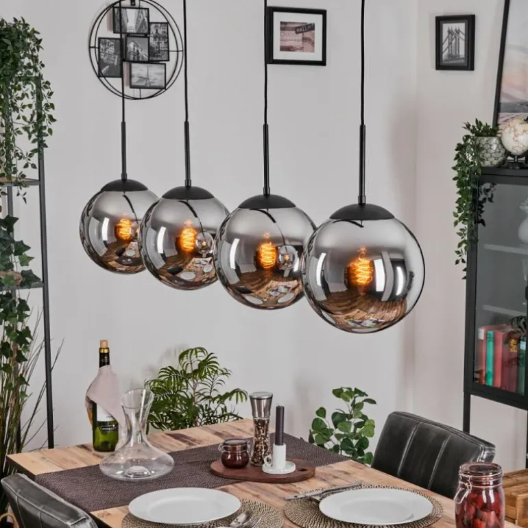Gastor Suspension, Boule lumineuse, Suspension Chrome, Fumé, 4 lumières
