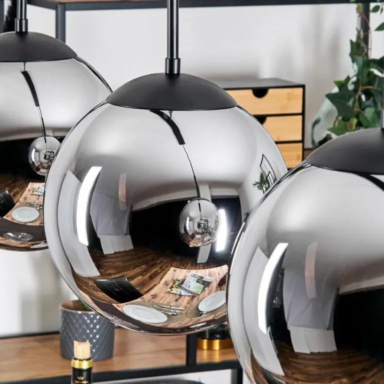 Gastor Suspension, Boule lumineuse, Suspension Chrome, Fumé, 4 lumières