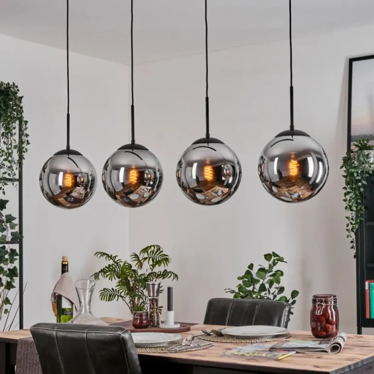 Gastor Suspension, Boule lumineuse, Suspension Chrome, Fumé, 4 lumières