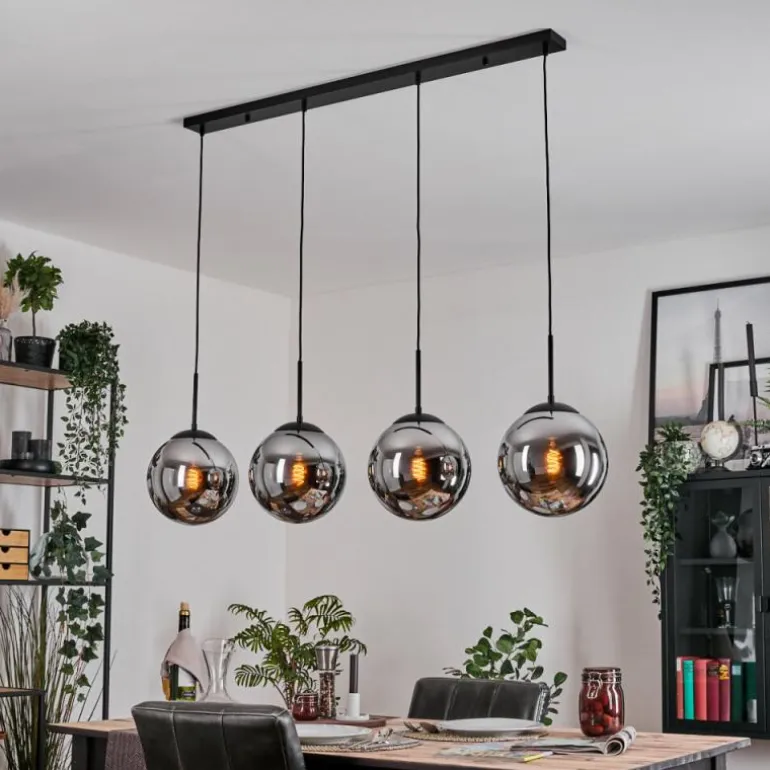Gastor Suspension, Boule lumineuse, Suspension Chrome, Fumé, 4 lumières