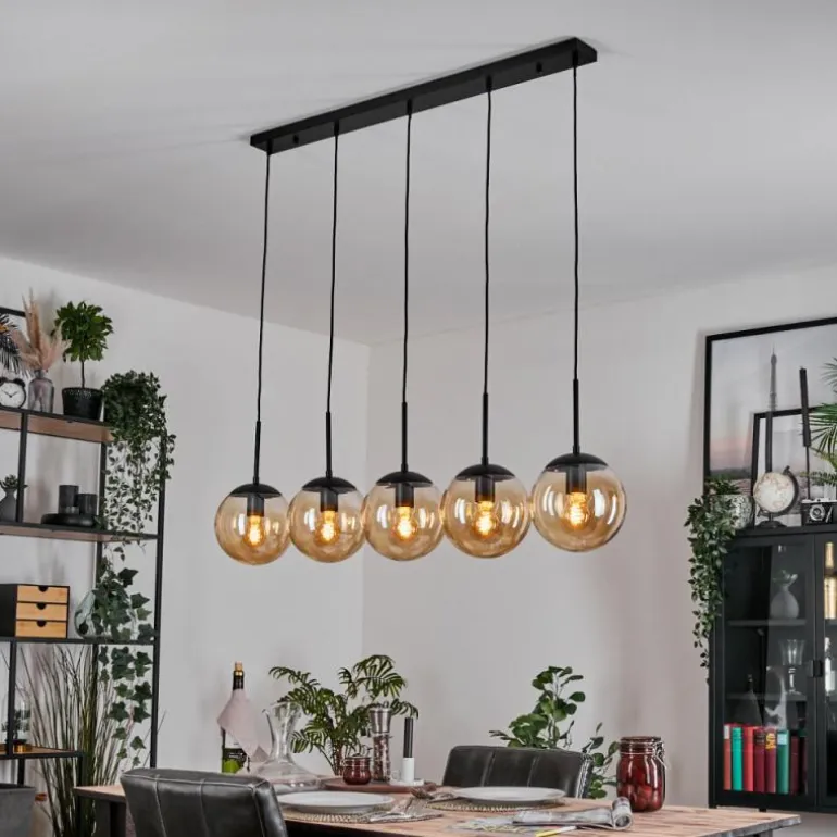 Gastor Suspension, Boule lumineuse, Suspension Ambre, 5 lumières