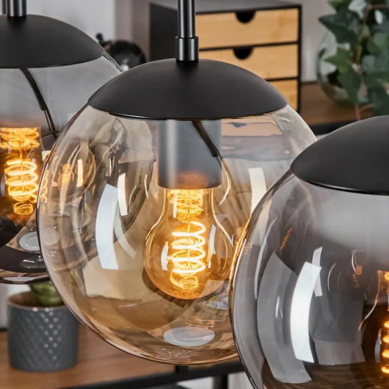 Gastor Suspension, Boule lumineuse, Suspension Ambre, Fumé, 5 lumières