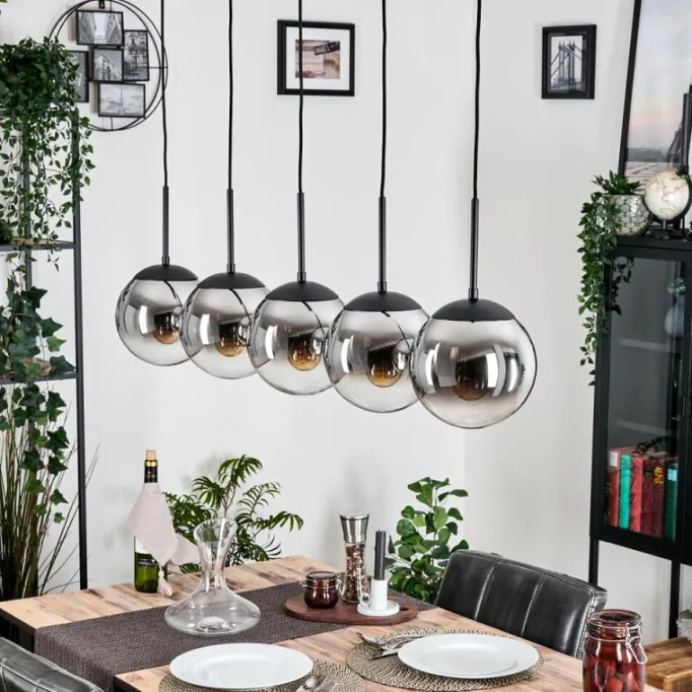 Gastor Suspension, Boule lumineuse, Suspension Chrome, Clair, Fumé, 5 lumières