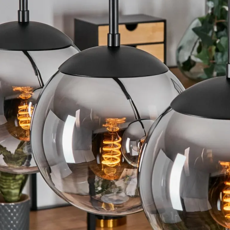 Gastor Suspension, Boule lumineuse, Suspension Chrome, Clair, Fumé, 5 lumières