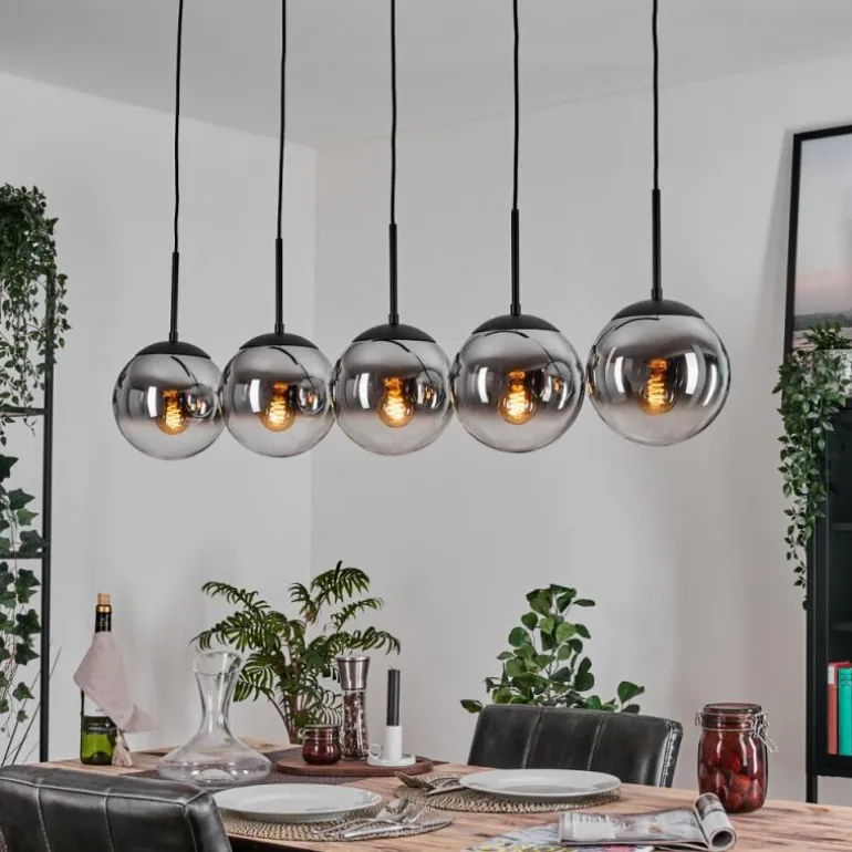 Gastor Suspension, Boule lumineuse, Suspension Chrome, Clair, Fumé, 5 lumières