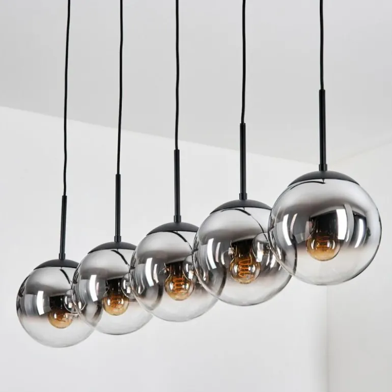 Gastor Suspension, Boule lumineuse, Suspension Chrome, Clair, Fumé, 5 lumières