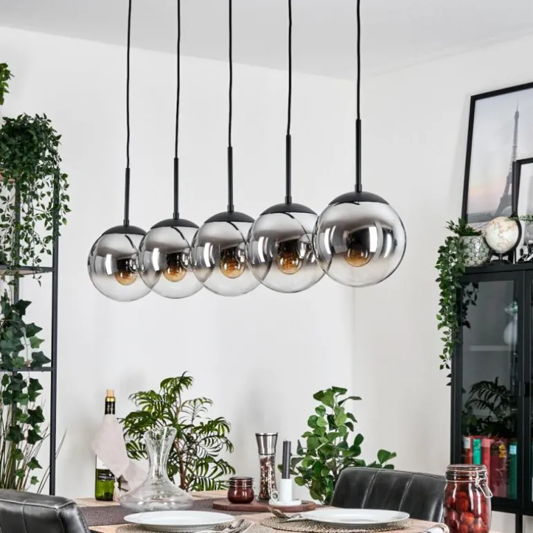 Gastor Suspension, Boule lumineuse, Suspension Chrome, Clair, Fumé, 5 lumières