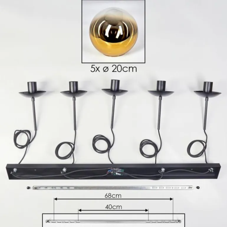 Gastor Suspension, Boule lumineuse, Suspension Or, Clair, 5 lumières