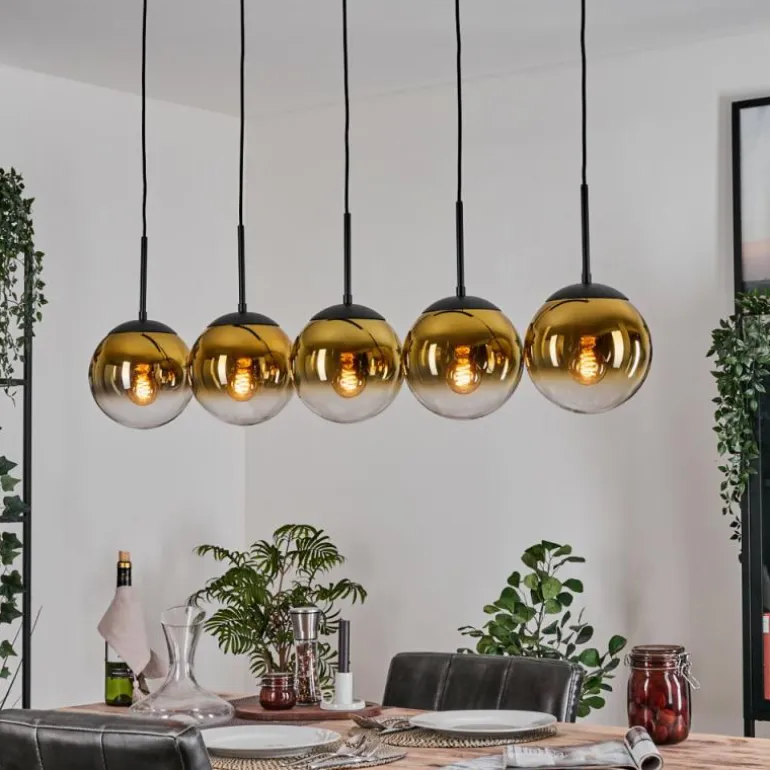 Gastor Suspension, Boule lumineuse, Suspension Or, Clair, 5 lumières