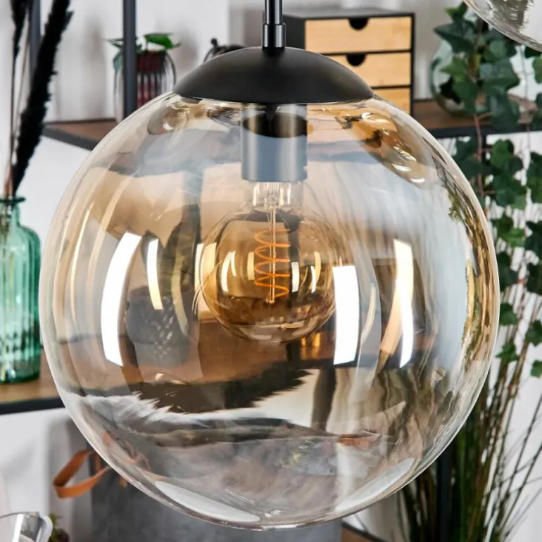 Gastor Suspension, Boule lumineuse, Suspension Ambre, Clair, 5 lumières