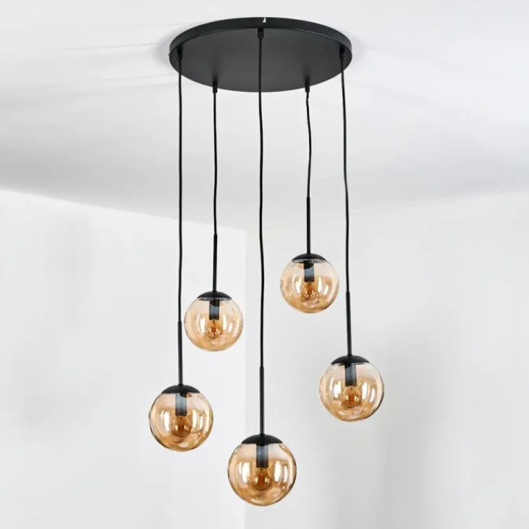 Gastor Suspension, Boule lumineuse, Suspension Ambre, 5 lumières