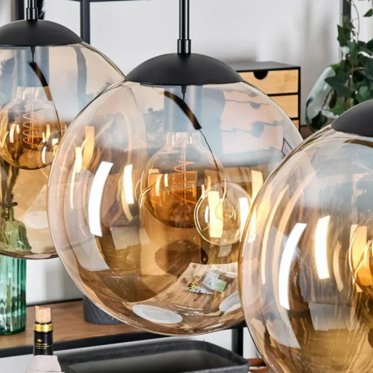 Gastor Suspension, Boule lumineuse, Suspension Ambre, 3 lumières
