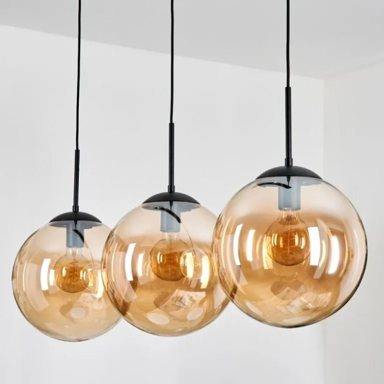 Gastor Suspension, Boule lumineuse, Suspension Ambre, 3 lumières