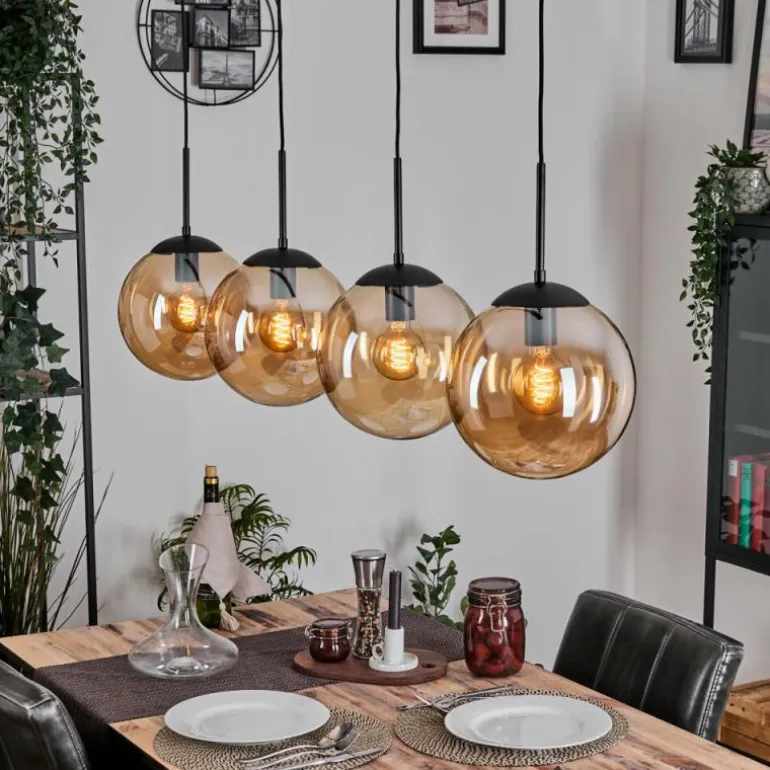 Gastor Suspension, Boule lumineuse, Suspension Ambre, 4 lumières