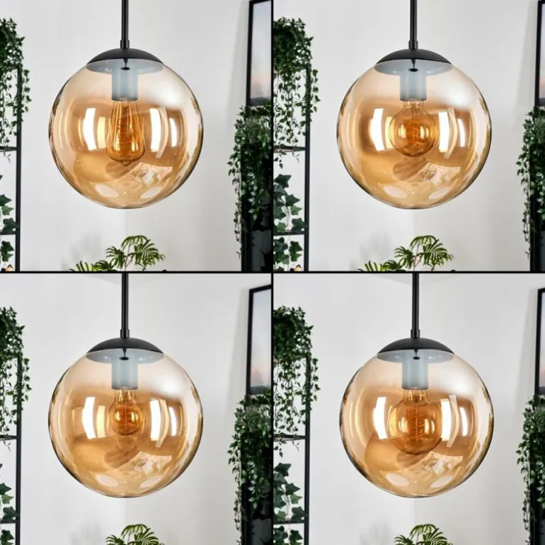 Gastor Suspension, Boule lumineuse, Suspension Ambre, 4 lumières