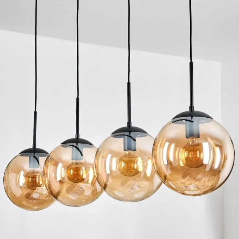 Gastor Suspension, Boule lumineuse, Suspension Ambre, 4 lumières