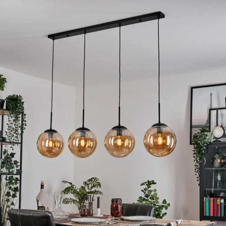 Gastor Suspension, Boule lumineuse, Suspension Ambre, 4 lumières