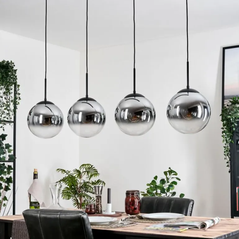 Gastor Suspension, Boule lumineuse, Suspension Chrome, Clair, Fumé, 4 lumières